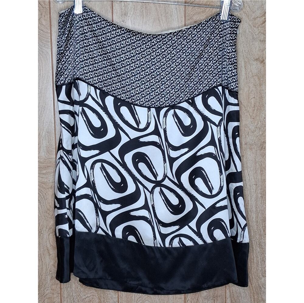 Mac & Jac Black & White 100% Silk Skirt Abstract Print Size 12